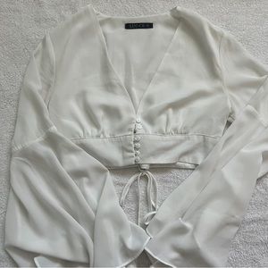 White nasty gal flowy longsleeve top